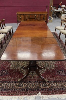 Lot 1278 - George III mahogany triple pedestal dining table with two leaves