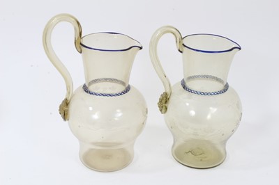 Lot 242 - Set of Continental glass to include a pair of jugs and six glasses