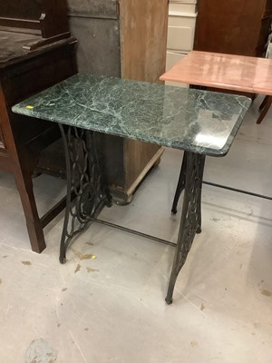 Lot 902 - Singer Sewing machine base with marble top