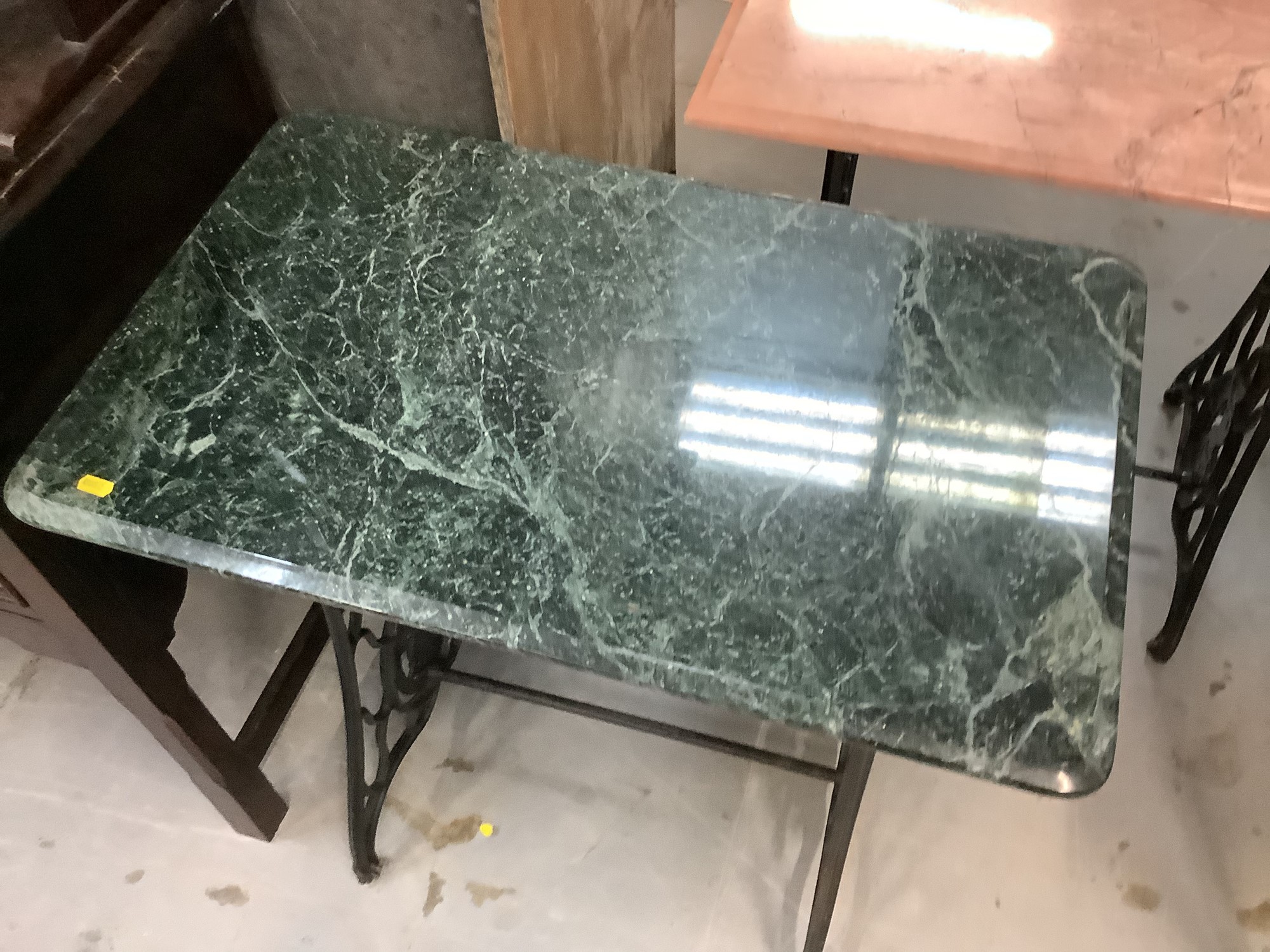 Lot 902 Singer Sewing machine base with marble top