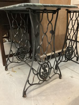 Lot 902 - Singer Sewing machine base with marble top