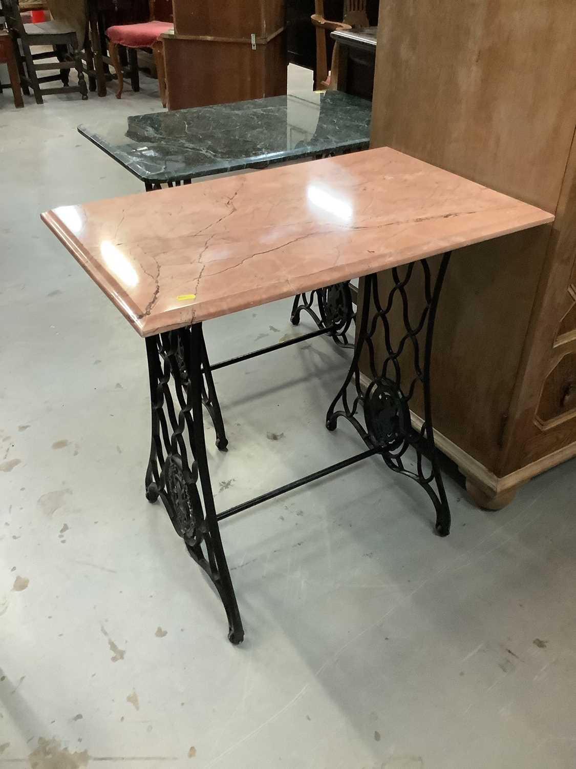 Lot 916 Singer Sewing machine base with marble top