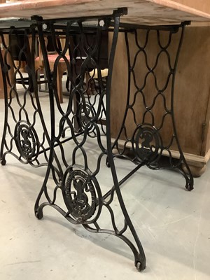 Lot 916 - Singer Sewing machine base with marble top