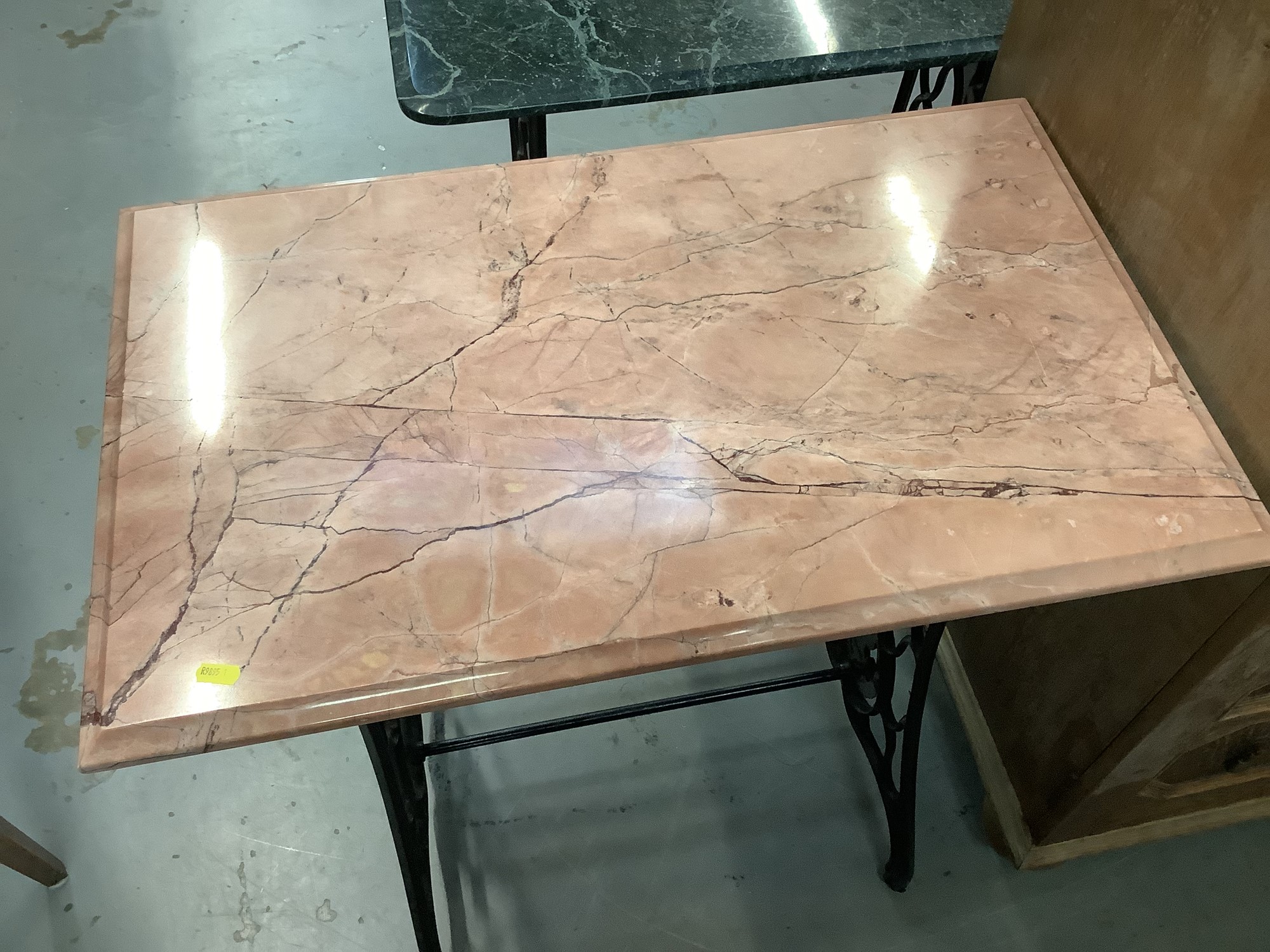 Lot 916 Singer Sewing machine base with marble top