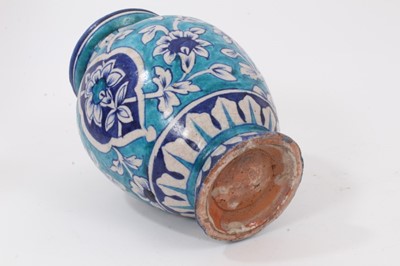 Lot 262 - Five pieces of Indian and Moroccan pottery, including a pair of vases, two others and a bowl