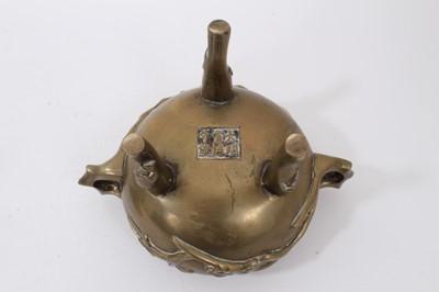 Lot 844 - Chinese bronze censer with prunus decoration, reign mark to base