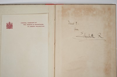 Lot 13 - H.M.Queen Elizabeth (later The Queen Mother), signed wartime book "The King & Queen with their people" inscribed ' Dearest M, from Elizabeth R' (M refers to Medusa - the Nick name Elizabeth had fo...