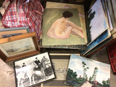Lot 428 - Quantity of framed prints, oils on board and various sized picture frames