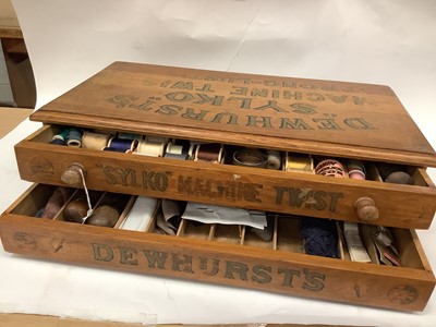 Lot 2546 - Edwardian oak 'Dewhurst's "Sylko" Machine twist' sewing thread shop display box