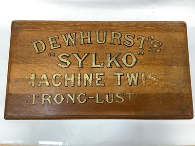 Lot 2546 - Edwardian oak 'Dewhurst's "Sylko" Machine twist' sewing thread shop display box