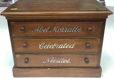 Lot 2547 - Late Victorian 'Abel Morrall's celebrated needles' three draw shop display box