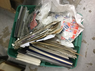 Lot 294 - Green tub of old postage stamps and First Day Covers.