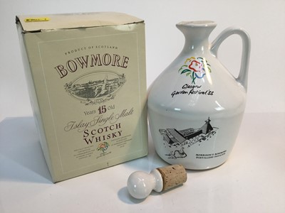 Lot 168 - BOWMORE GLASGOW GARDEN FESTIVAL 1988 AGED 15 YEARS Single Malt Scotch Whisky 75cl, 40% volume, white ceramic flagon with stopper.