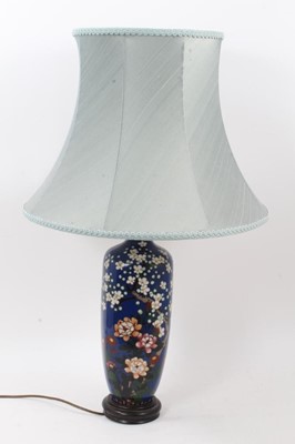 Lot 913 - Japanese cloissoné enamel vase, converted to a table lamp