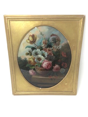 Lot 903 - 19th century reverse painting on glass depicting a still life