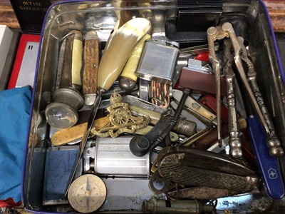 Lot 445 - Group penknives, lighters, military bosun’s whistle and other items