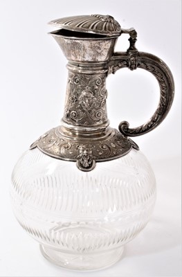 Lot 357 - Late 19th century German silver mounted cut glass claret jug