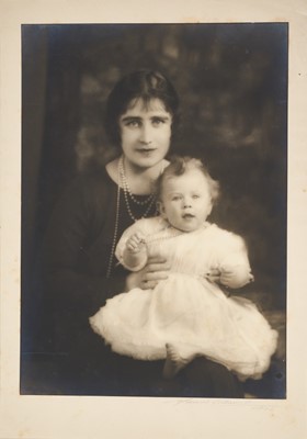 Lot 19 - H.R.H. Elizabeth Duchess of York ( later H.M.Queen Elizabeth The Queen Mother) charming 1920s portrait photograph of the Princess with her infant daughter Elizabeth ( later H.M. Queen Eliza...