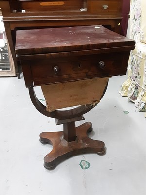 Lot 855 - Victorian rosewood card/needlework table with foldover revolving top, single drawer and needlework well below, 45cm wide, 35cm deep, 73cm high