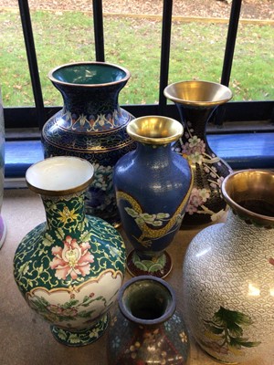 Lot 31 - Quantity of Chinese and Japanese cloisonné vases and dishes, together with a Chinese enamel vase (10)