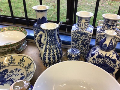 Lot 33 - Quantity of antique and later Chinese porcelain, including Canton bowl and dish, blue and white prunus jars, etc, together with other Chinese objects