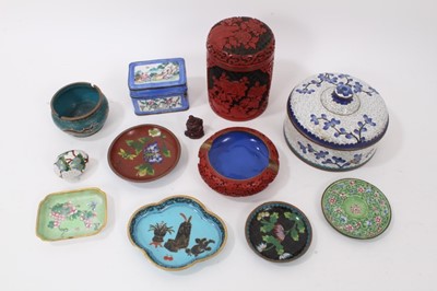 Lot 874 - Collection of Chinese cloisonné, enamel and lacquered items