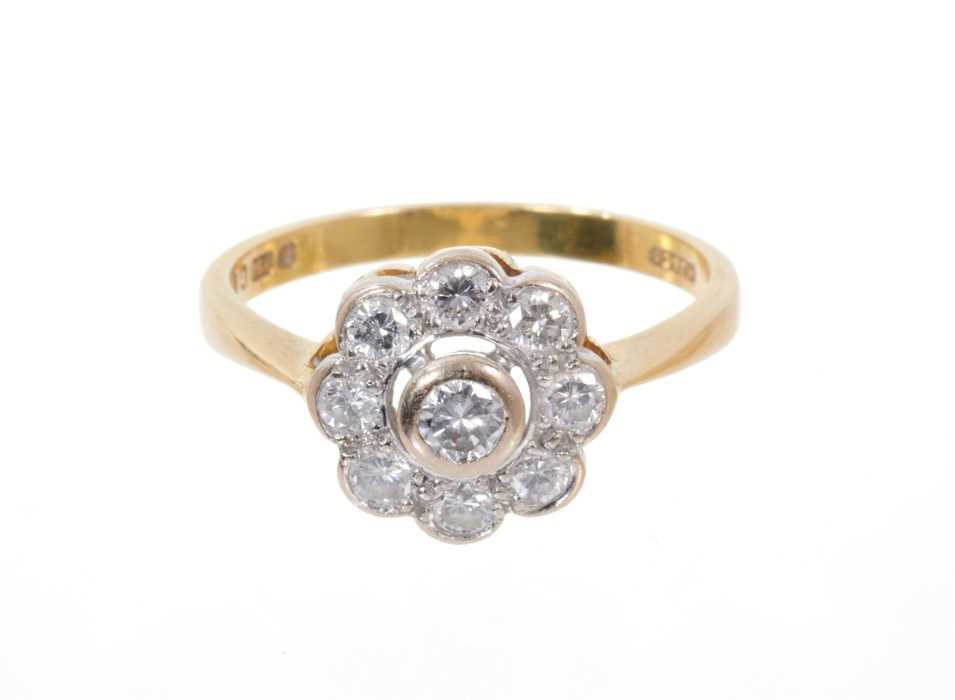 Lot 675 - Diamond cluster ring with nine brilliant cut