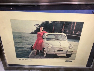 Lot 461 - Group of pictures and prints including Fiat 600 advertising poster
