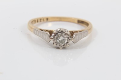 Lot 10 - 18ct gold diamond single stone ring and 18ct gold yellow topaz and diamond ring