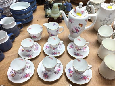 Lot 415 - Spode six place coffee set with pink floral decoration
