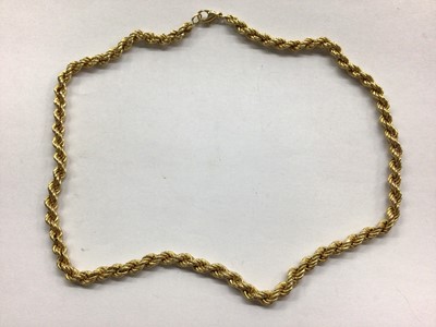 Lot 735 - Yellow metal rope twist necklace