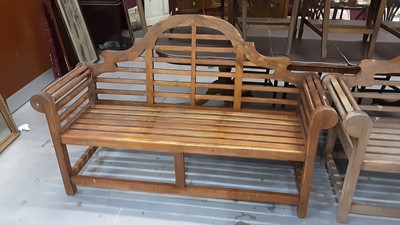 Lot 870 - Lutyens style teak garden bench, 166cm wide, 57cm deep, 105cm deep