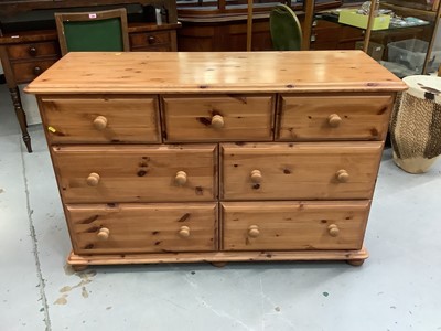 Lot 871 - Large pine chest of seven drawers, 135cm wide, 48cm deep, 86cm high