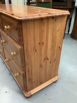 Lot 871 - Large pine chest of seven drawers, 135cm wide, 48cm deep, 86cm high