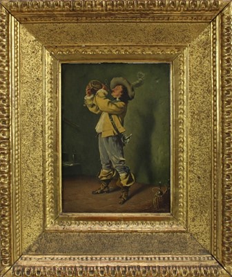 Lot 1080 - Jean Louis Ernst Messonier (1815-1891) pair of oils on panels - Cavaliers examining and drinking wine, both in gilt frames. 18 x 13cm