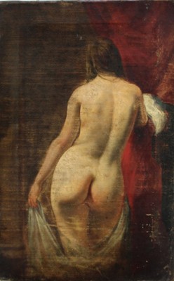 Lot 1050 - Attributed to William Etty (1787 - 1849) oil on canvas- nude female bather,  
unframed. 54 x 35cm.