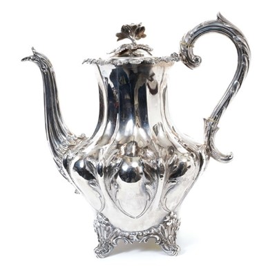 Lot 372 - Victorian silver coffee pot by Reily & Storer.