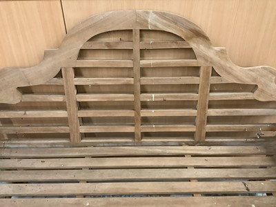 Lot 874 - Lutyens style teak garden bench, 166cm wide, 57cm deep, 103cm high