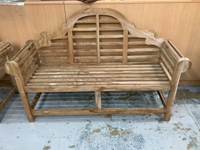 Lot 875 - Lutyens style teak garden bench, 166cm wide, 57.5cm deep, 105cm high