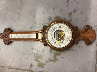 Lot 547 - Wooden mahogany banjo aneroid barometer with presentation plaque