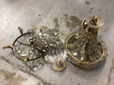 Lot 548 - Two pendant glass drop light fittings