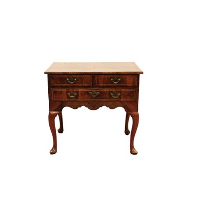 Lot 1297 - Early 18th century walnut lowboy with pointed pad feet