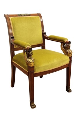 Lot 1301 - Early 19th century French Empire open armchair