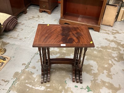 Lot 984 - Nest of three Regency style mahogany side tables, plus two other side tables