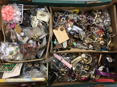 Lot 762 - Large quantity of costume jewellery including brooches, wristwatches etc