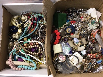 Lot 764 - Large quantity of costume jewellery including bead necklaces, brooches etc