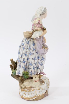 Lot 145 - 19th century Meissen figure of a woman and sheep