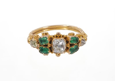 Lot 565 - Early Victorian diamond and emerald ring