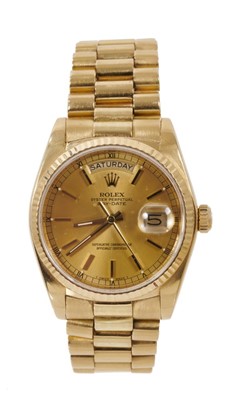 Lot 722 - Rolex gold Oyster Perpetual Day-Date gentlemen's wristwatch