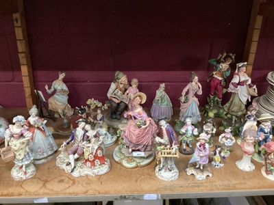 Lot 565 - Various porcelain including figurines by Sitzendorf, Naples and others